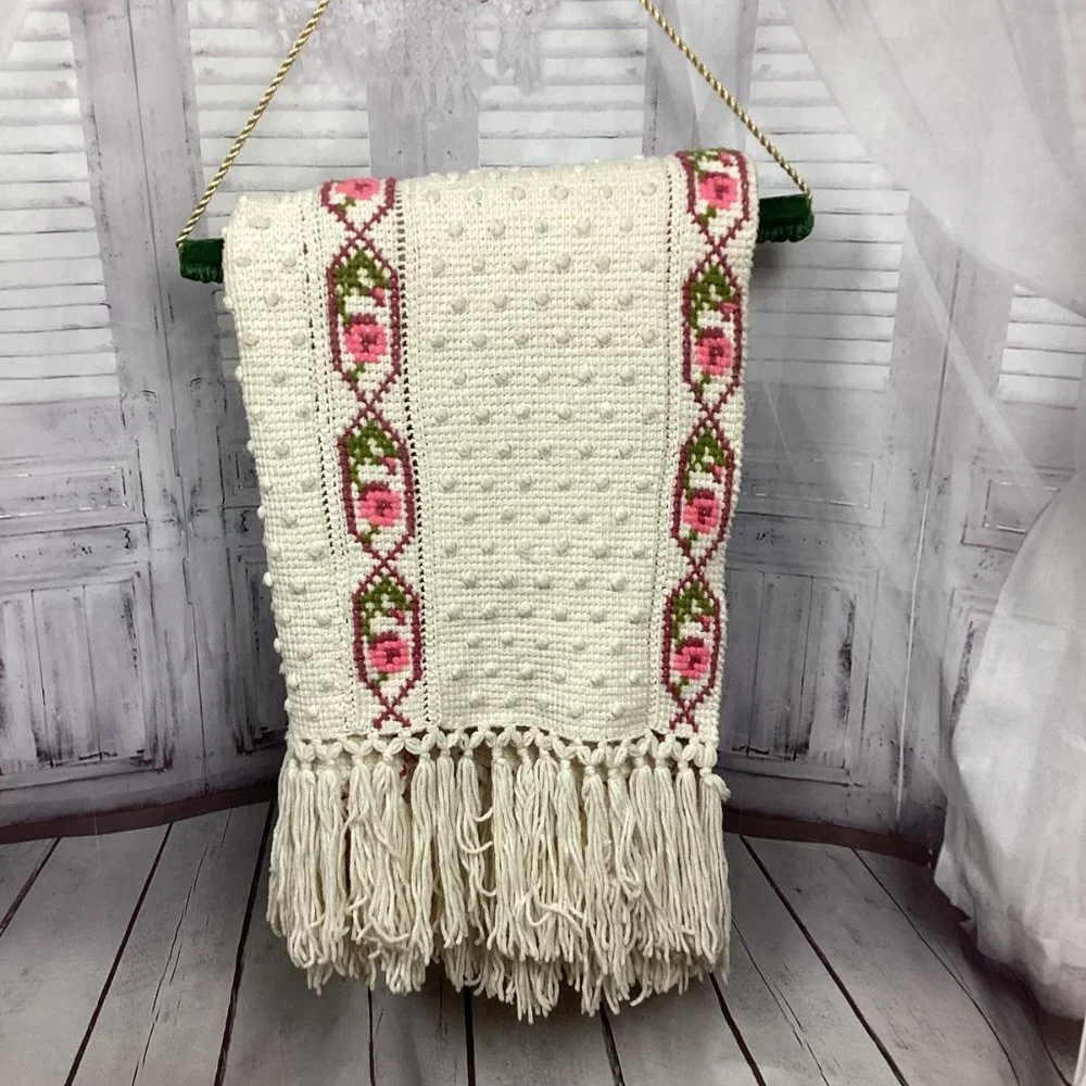 Handmade Bobble Stitch Cross Stitch Afghan Blanket